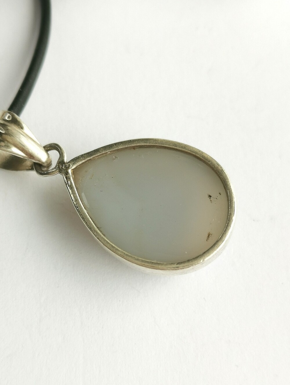 Vintage Modernist sterling silver druzy quartz pendant necklace - Picture 8 of 10